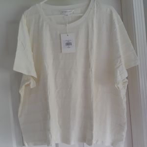 2X. Cream Downeast Scalloped stripe tee